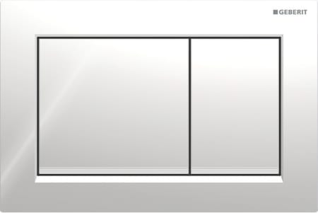 Geberit Omega20 flush plate, square, dual flush: Plate, Button: chrome / glossy, Design stripes: chrome / matt