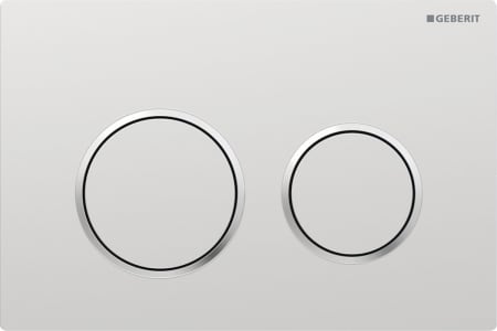 Geberit Omega20 flush plate, round, dual flush: Plate, Button: chrome / matt, easy-to-clean coated, Design ring/-s: chrome / glossy