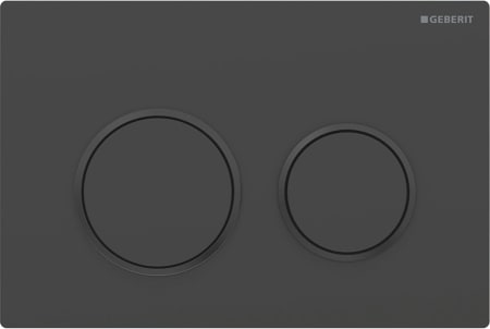 Geberit Omega20 flush plate, round, dual flush: Plate, Button: black matt / easy-to-clean coated, Design ring/-s: black / glossy