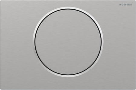 Geberit Sigma10 flush plate, round, stop-and-go flush: Plate, Button: brushed, easy-to-clean coated, Design ring: polished
