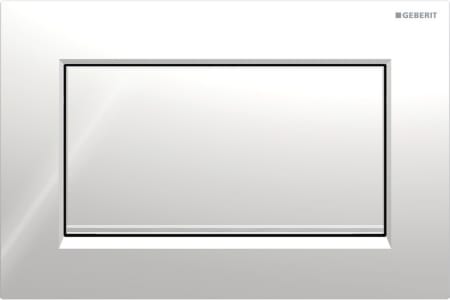 Geberit Sigma10 flush plate, square, stop-and-go flush, screwable: Plate, Button: chrome / glossy, Design stripes: chrome / brushed