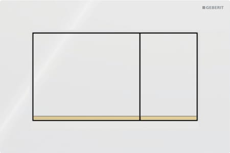 Geberit Sigma20 flush plate, square, dual flush: Plate, Button: white / glossy, Design stripes: gold-coloured / glossy