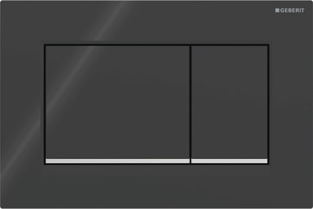 Geberit Sigma20 flush plate, square, dual flush: Plate, Button: black / glossy, Design stripes: chrome / glossy