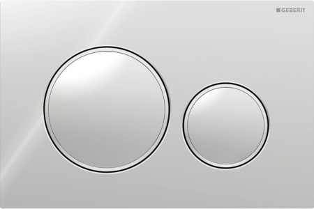 Geberit Sigma20 flush plate, round, dual flush: Plate, Button: chrome / glossy, Design ring/-s: matt chrome