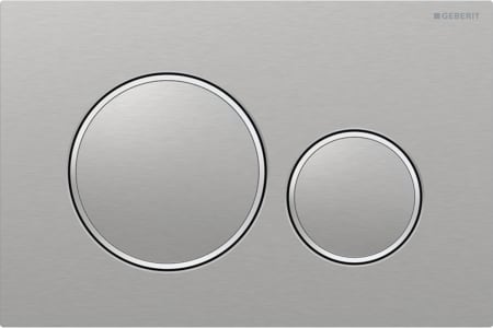 Geberit Sigma20 flush plate, round, dual flush: Plate, Button: brushed, easy-to-clean coated, Design ring: polished