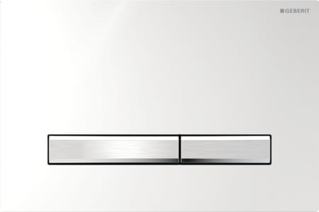 Geberit Sigma50 flush plate, square, dual flush, metal colour chrome-plated: Base plate, Cover plate: chrome / glossy, Button: chrome / brushed, easy-to-clean coated