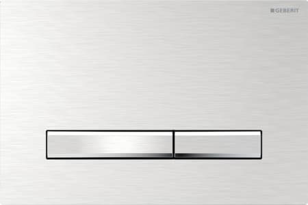 Geberit Sigma50 flush plate, square, dual flush, metal colour chrome-plated: Base plate, Cover plate, Button: chrome / brushed, easy-to-clean coated