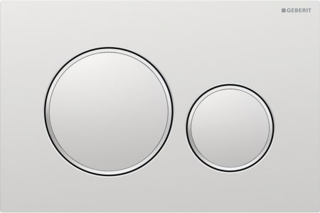 Geberit Sigma20 flush plate, round, dual flush: Plate, Button: chrome / matt, easy-to-clean coated, Design ring/-s: chrome / glossy