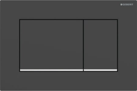 Geberit Sigma20 flush plate, square, dual flush: Plate, Button: black matt / easy-to-clean coated, Design stripes: chrome / glossy