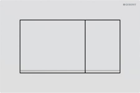 Geberit Sigma20 flush plate, square, dual flush: Plate, Button: white matt / easy-to-clean coated, Design stripes: chrome / glossy