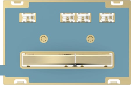 Geberit Sigma50 Betätigungsplatte für 2-Mengen-Spülung, eckig, Metallfarbe Messing: Grundplatte und Tasten: Messing, Deckplatte: kundenspezifisch