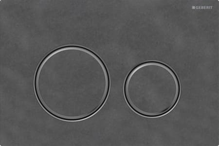 Geberit Sigma50 flush plate, round, dual flush, metal colour black chrome: Base plate: black chrome / brushed, easy-to-clean coated, Cover plate, Button: Mustang slate, Design ring/-s: black chrome