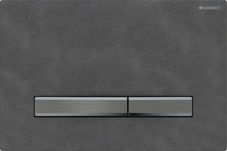 Geberit Sigma50 flush plate, square, dual flush, metal colour black chrome: Base plate, Button: black chrome / brushed, easy-to-clean coated, Cover plate: Mustang slate