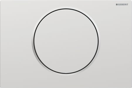 Geberit Sigma10 flush plate, round, stop-and-go flush: Plate, Button: chrome / matt, easy-to-clean coated, Design ring/-s: chrome / glossy