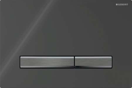 Geberit Sigma50 flush plate, square, dual flush, metal colour black chrome: Base plate, Button: black chrome / brushed, easy-to-clean coated, Cover plate: black / glossy