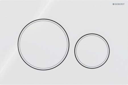 Geberit Sigma20 flush plate, round, dual flush: Plate, Button: white / glossy, Design ring/-s: white matt