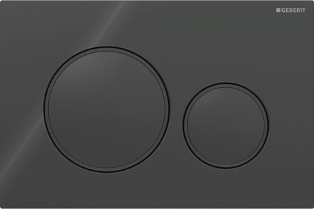 Geberit Sigma20 flush plate, round, dual flush: Plate, Button: black / glossy, Design ring/-s: black matt