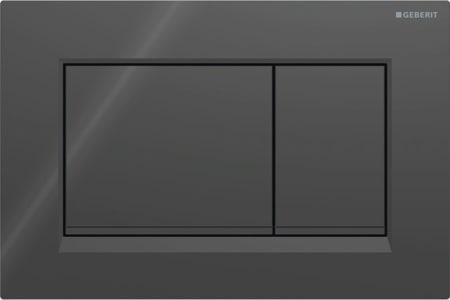 Geberit Sigma20 flush plate, square, dual flush: Plate, Button: black / glossy, Design stripes: black matt