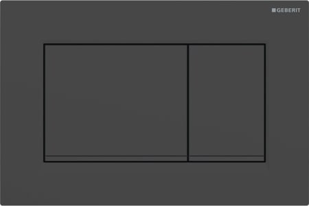Geberit Sigma20 flush plate, square, dual flush: Plate, Button: black matt / easy-to-clean coated, Design stripes: black / glossy