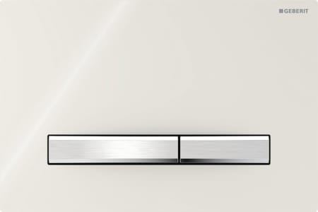 Geberit Sigma50 flush plate, square, dual flush, metal colour chrome-plated: Base plate: chrome / glossy, Cover plate: sand grey / glossy glass, Button: chrome / brushed, easy-to-clean coated