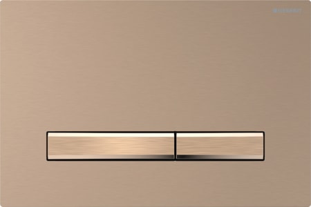 Geberit Sigma50 flush plate, square, dual flush, metal colour red gold: Base plate, Cover plate, Button: red gold / brushed, easy-to-clean coated