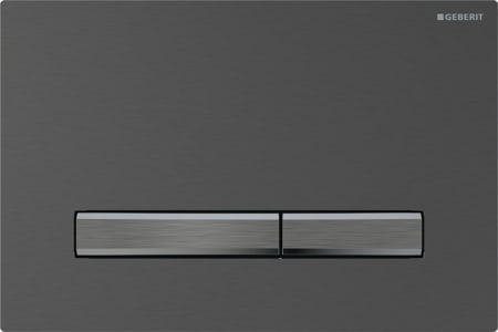 Geberit Sigma50 flush plate, square, dual flush, metal colour black chrome: Base plate, Cover plate, Button: black chrome / brushed, easy-to-clean coated