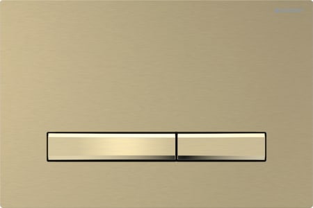 Geberit Sigma50 flush plate, square, dual flush, metal colour brass-coloured: Base plate, Cover plate, Button: brass-coloured / brushed, easy-to-clean coated