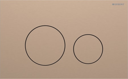 Geberit Sigma40 flush plate, round, dual flush: Plate, Button: red gold / brushed, easy-to-clean coated