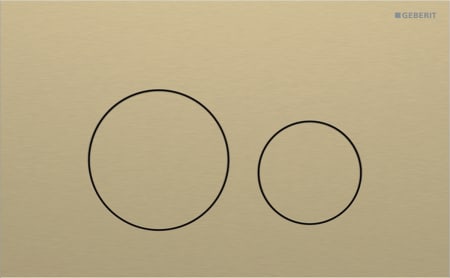 Geberit Sigma40 flush plate, round, dual flush: Plate, Button: brass-coloured / brushed, easy-to-clean coated