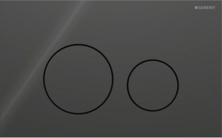 Geberit Sigma40 flush plate, round, dual flush: Plate, Button: black / glossy glass