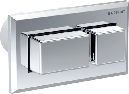 Pulsador a distancia neumatico Geberit, para doble descarga, para cisterna empotrada Sigma 8 cm, pulsador empotrado, saliente: Pulsador, Pulsador: cromado / Brillante