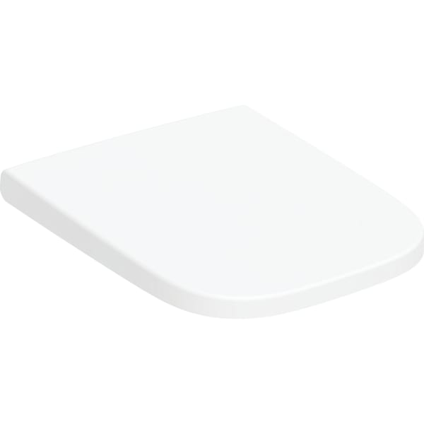 Geberit Renova Plan WC-sits, fyrkantig design, infästning uppifrån: SoftClosing=Ja, QuickRelease-funktion=Nej, vit / Glansig, Gångjärnsmaterial=Mässing förkromad