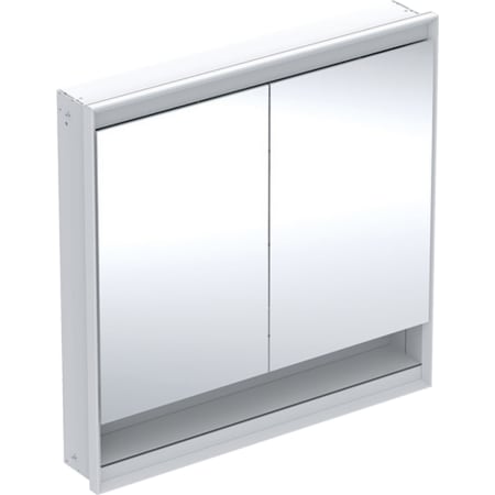 Geberit ONE mirror cabinet with niche and ComfortLight, with two doors, concealed installation, height 90 cm