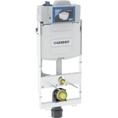 Geberit GIS element for wall-hung WC, 125 cm, with Sigma concealed cistern 12 cm, for hygiene flush unit with two water supply connections