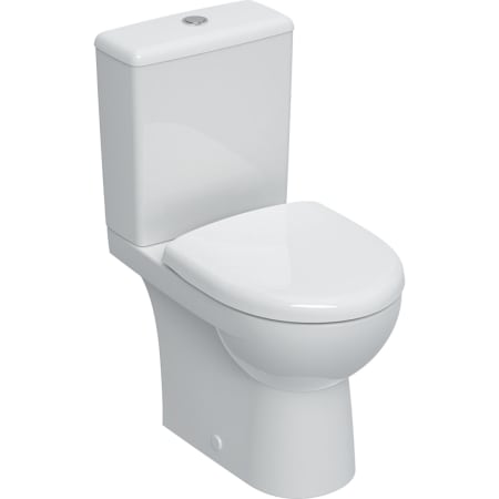Pack WC au sol Geberit Renova Compact avec réservoir attenant, sortie multidirectionnelle, semi-caréné, compact, Rimfree, avec abattant WC