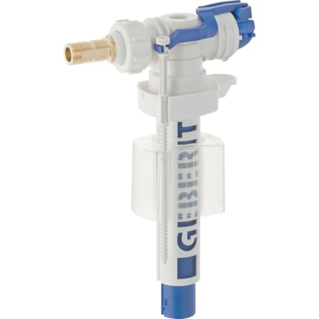 Geberit Type 380 fill valve, lateral water supply connection, 3/8" and 1/2", nipple made of brass