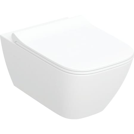 Geberit Smyle Square set of wall-hung WC, washdown, shrouded, Rimfree, with WC seat, sandwich shape
