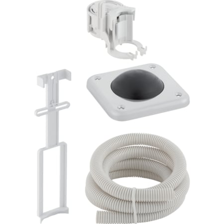 System spłukiwania WC Geberit z pneumatycznym uruchamianiem spłukiwania, spłukiwanie jednoilościowe, przycisk nożny podłogowy