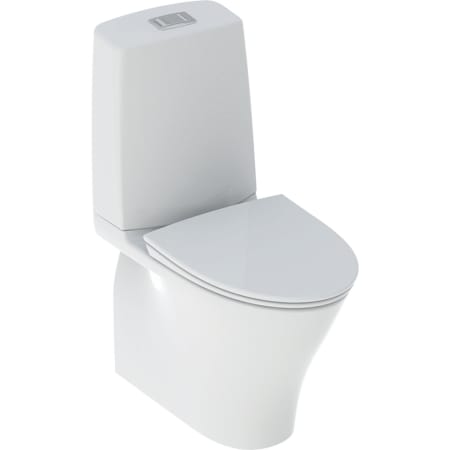 Ifö Vinta Art grīdas tualetes pods, ar horizontālu vai vertikālu un nosegtu izvadu, nostiprināšana ar silikona hermētiķi, 2 režīmu skalošana, Rimfree, ar tualetes poda vāku