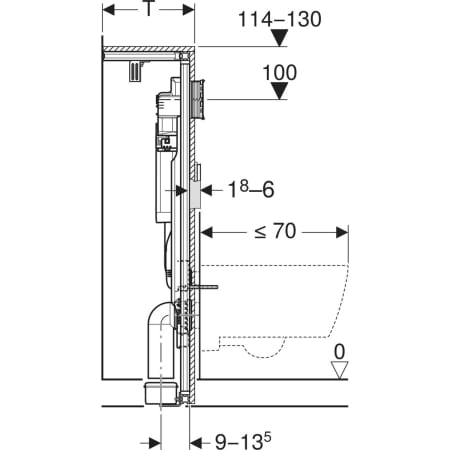 Geberit GIS Element für Wand-WC, 114 cm, mit Sigma UP-Spülkasten 12 cm, Ecklösung - Elemente für WCs