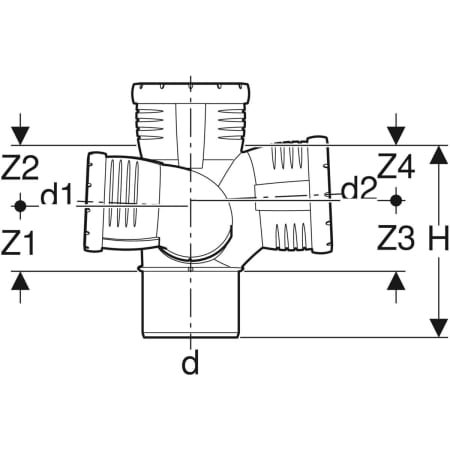 Raccordo Di Derivazione Geberit Silent-PP 390.348.14.1 Con Manicotti, DN 75-50-87,5° Per Scarico Insonorizzato