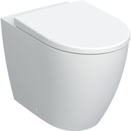 Geberit iCon grīdas tualetes poda komplekts ar dziļo skalošanu, vienā līmenī ar sienu, slēgta forma, Rimfree, ar tualetes poda vāku