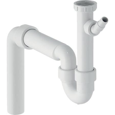 Geberit P-trap for kitchen sink, with angled hose connector, vertical outlet