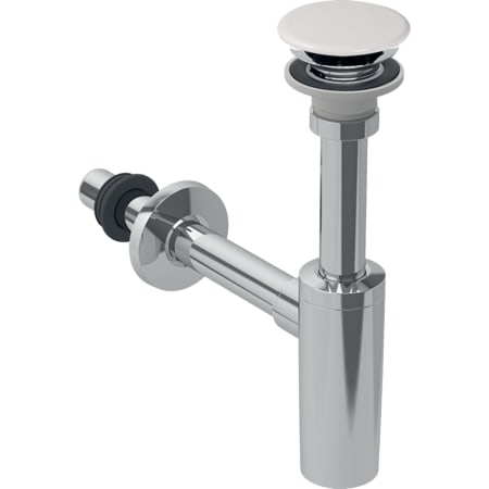 Washbasin drain with siphon, valve cover and sleeve, horizontal outlet, for Geberit ONE washbasin, vertical outlet