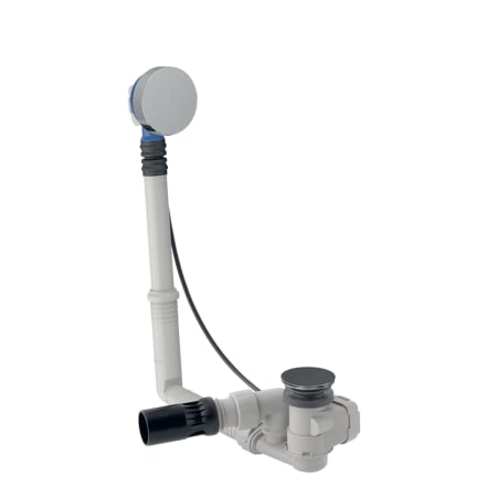 Geberit bathtub drain with turn handle, d52, length 32 cm, with ready-to-fit-set and straight connector with ball joint, counterflow principle