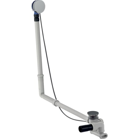 Geberit bathtub drain with turn handle, d52, length 73 cm, with ready-to-fit-set and straight connector