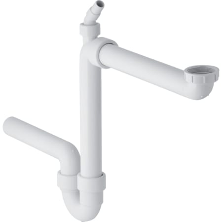 Geberit P-trap for kitchen sink, space-saving model, with angled hose connector, horizontal outlet