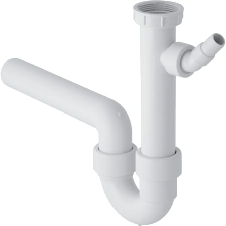 Geberit P-trap for kitchen sink, with angled hose connector, horizontal outlet