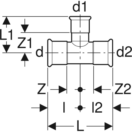 Geberit Mapress Edelstahl T-Stück reduziert - T-Stücke