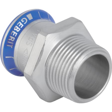 Geberit Mapress Stainless Steel adapter with male thread (FKM, blue)
